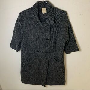 Urban Outfitters Silence + Noise Wool Blend Herring-bone Textured Peacoat Coat​​